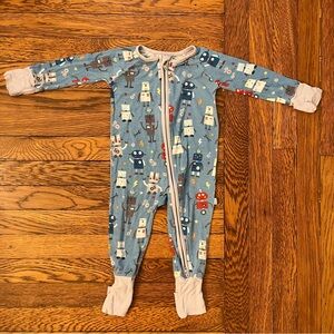 Little Sleepies Blue Robot Party Kids Footie